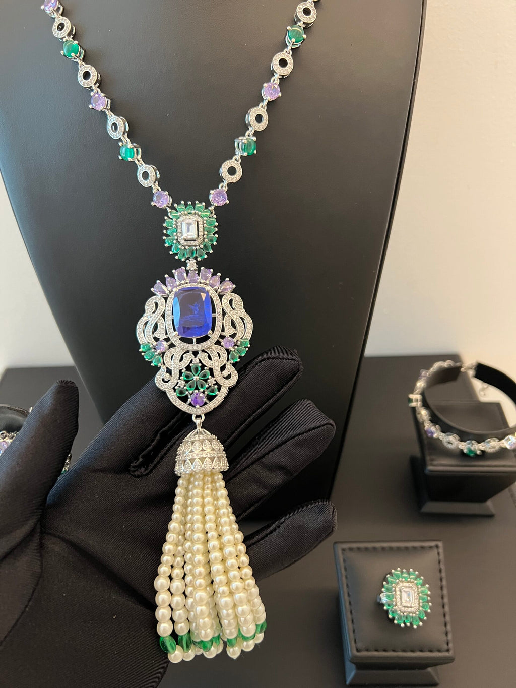 NOJOOD | PURPLE GREEN & PEARLS